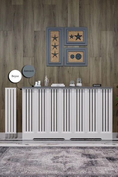 BAGAX Efes Model, Beyaz Üstü Antrasit Renk,iç Ölçü 136 Cm Dış Ölçü 140 Cm Petek Kaplama, Dresuar ürün görseli