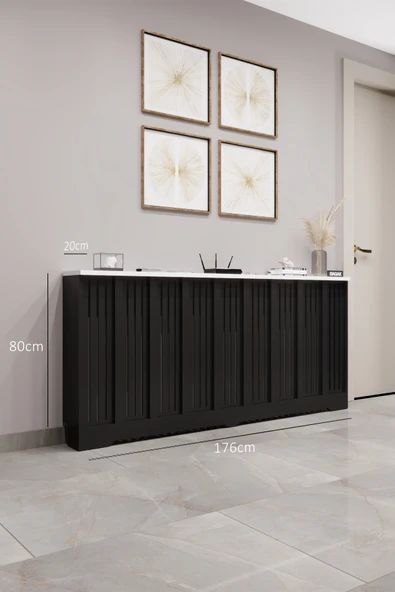 BAGAX Efes Model, Siyah Üstü Beyaz Renk,iç Ölçü 176 Cm Dış Ölçü 180 Cm Petek Kaplama, Dresuar ürün görseli