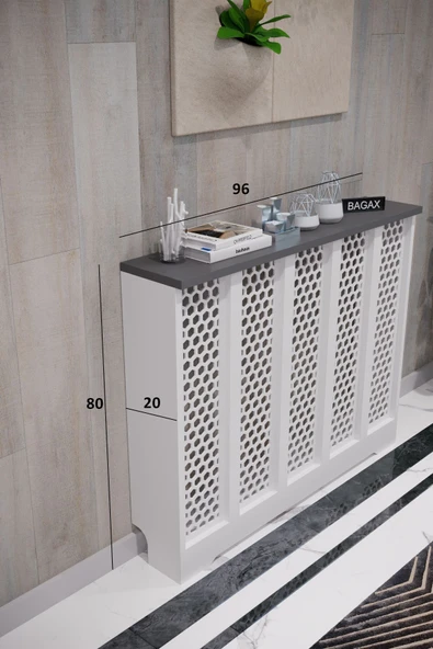 BAGAX Bodrum Model, Beyaz Üstü Antrasit Renk,iç Ölçü 96 Cm Dış Ölçü 100 Cm Petek Kaplama, Dresuar - Resim 2