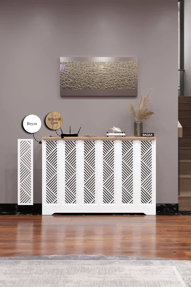 BAGAX Gordion Model, Beyaz Üstü Çam Renk,iç Ölçü 116 Cm Dış Ölçü 120 Cm Petek Kaplama, Dresuar - Resim 2