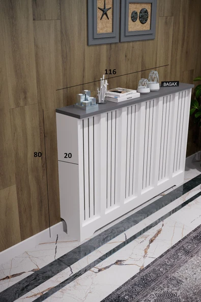 BAGAX Efes Model, Beyaz Üstü Antrasit Renk,iç Ölçü 116 Cm Dış Ölçü 120 Cm Petek Kaplama, Dresuar - Resim 2