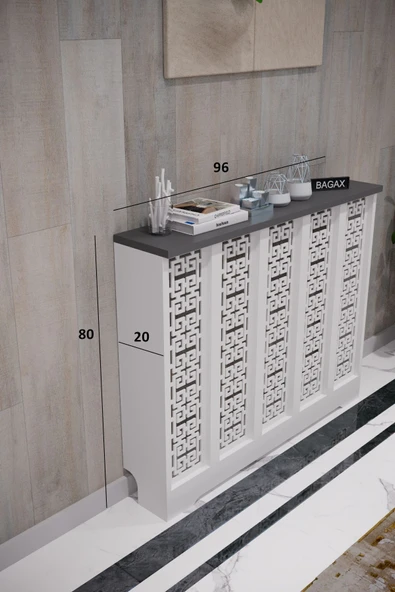 BAGAX Karatay Model, Beyaz Üstü Antrasit Renk,iç Ölçü 96 Cm Dış Ölçü 100 Cm Petek Kaplama, Dresuar - Resim 2