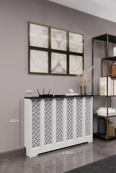 BAGAX Pera Model, Beyaz Üstü Siyah Renk,iç Ölçü 116 Cm Dış Ölçü 120 Cm Petek Kaplama, Dresuar ürün görseli