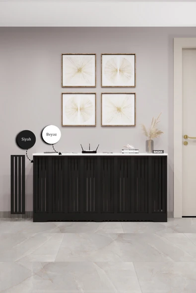 BAGAX Efes Model, Siyah Üstü Beyaz Renk,iç Ölçü 156 Cm Dış Ölçü 160 Cm Petek Kaplama, Dresuar - Resim 2