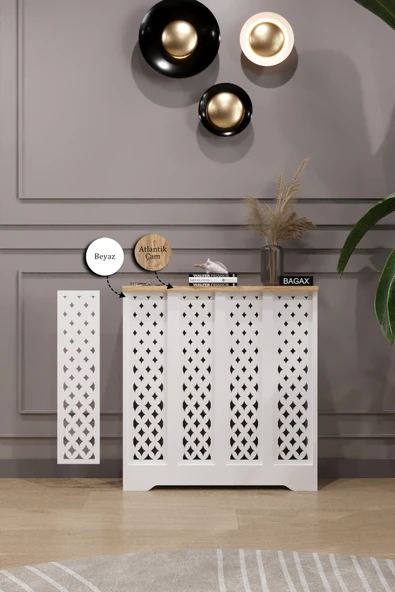 BAGAX Sümela Model, Beyaz Üstü Çam Renk,iç Ölçü 76 Cm Dış Ölçü 80 Cm Petek Kaplama, Dresuar - Resim 2