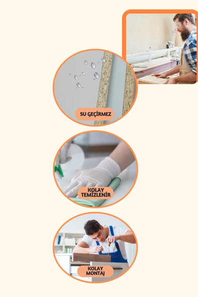 BAGAX Efes Model, Beyaz Renk,iç Ölçü 116 Cm Dış Ölçü 120 Cm Petek Kaplama, Dresuar - Resim 5