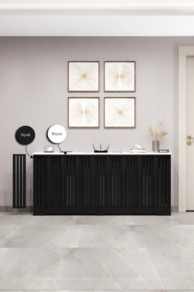 BAGAX Efes Model, Siyah Üstü Beyaz Renk,iç Ölçü 176 Cm Dış Ölçü 180 Cm Petek Kaplama, Dresuar - Resim 2