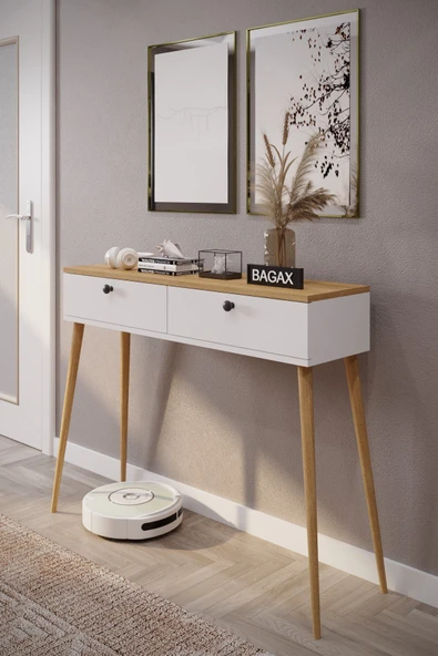 BAGAX 2 Kapaklı Ahşap Ayaklı Modern Dresuar - Resim 2