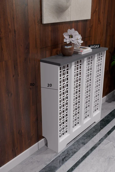 BAGAX Ayasofya Model, Beyaz Üstü Antrasit Renk,iç Ölçü 76 Cm Dış Ölçü 80 Cm Petek Kaplama, Dresuar - Resim 2