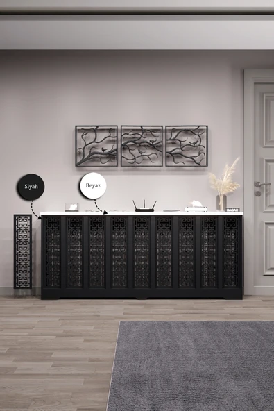 BAGAX Karatay Model, Siyah Üstü Beyaz Renk,iç Ölçü 176 Cm Dış Ölçü 180 Cm Petek Kaplama, Dresuar - Resim 2