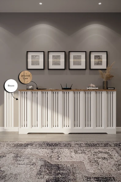 BAGAX Efes Model, Beyaz Üstü Çam Renk,iç Ölçü 176 Cm Dış Ölçü 180 Cm Petek Kaplama, Dresuar - Resim 3