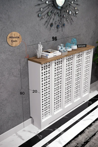 BAGAX Truva Model, Beyaz Üstü Çam Renk,iç Ölçü 96 Cm Dış Ölçü 100 Cm Petek Kaplama, Dresuar ürün görseli