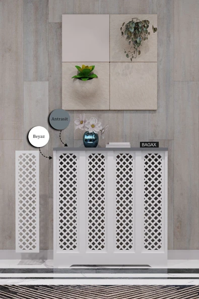 BAGAX Perge Model, Beyaz Üstü Antrasit Renk,iç Ölçü 76 Cm Dış Ölçü 80 Cm Petek Kaplama, Dresuar ürün görseli