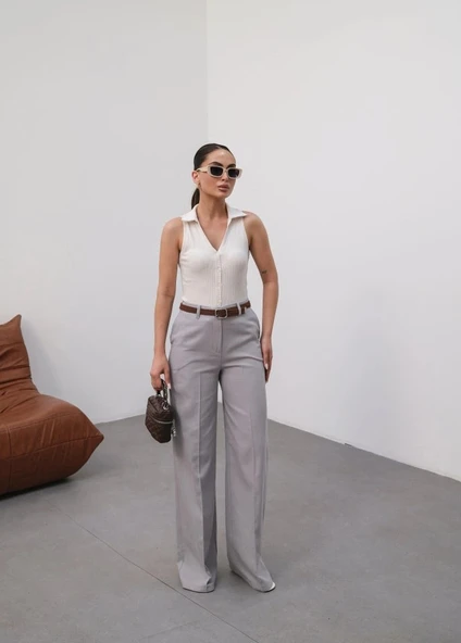 Keten Kemerli̇ Ve Dökümlü Palazzo Pantolon (Kemer Dahi̇l) ürün görseli