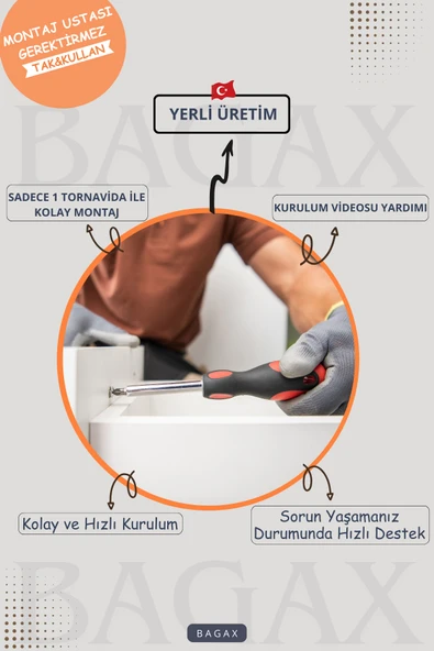 BAGAX Zeugma Model, Beyaz Üstü Çam Renk,iç Ölçü 176 Cm Dış Ölçü 180 Cm Petek Kaplama, Dresuar - Resim 6