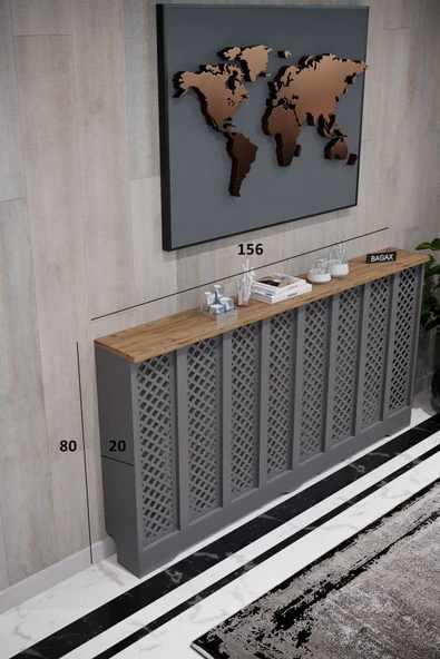 BAGAX Perge Model, Antrasit Üstü Çam Renk,iç Ölçü 156 Cm Dış Ölçü 160 Cm Petek Kaplama, Dresuar - Resim 2