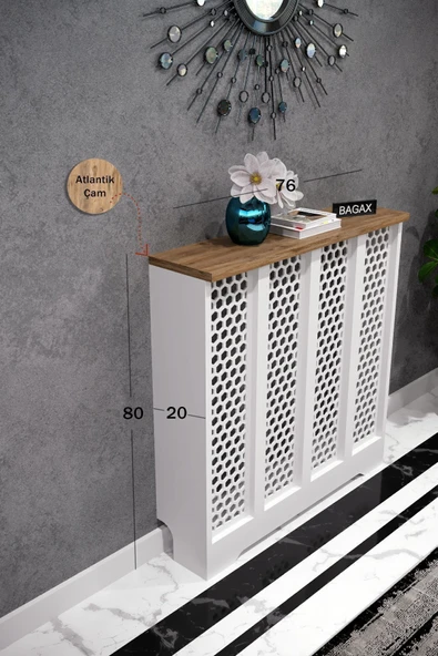 BAGAX Bodrum Model,beyaz Üstü Çam Renk,iç Ölçü 76 Cm Dış Ölçü 80 Cm Petek Kaplama, Dresuar ürün görseli