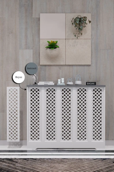 BAGAX Perge Model, Beyaz Üstü Antrasit Renk,iç Ölçü 96 Cm Dış Ölçü 100 Cm Petek Kaplama, Dresuar ürün görseli