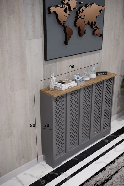 BAGAX Perge Model, Antrasit Üstü Çam Renk,iç Ölçü 96 Cm Dış Ölçü 100 Cm Petek Kaplama, Dresuar - Resim 2