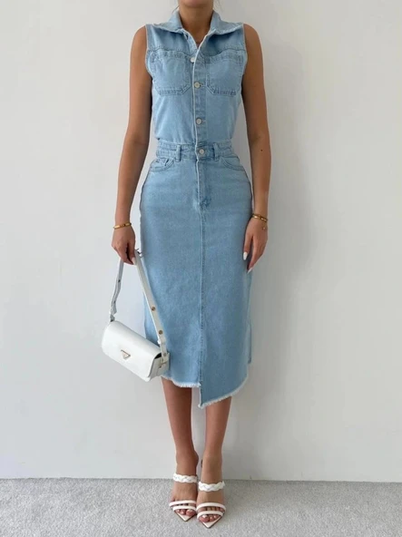 eldia Jean ıfır Kollu Elbise - Resim 2