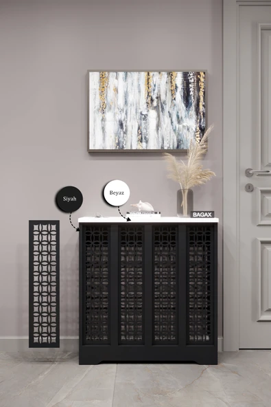 BAGAX Ayasofya Model, Siyah Üstü Beyaz Renk,iç Ölçü 76 Cm Dış Ölçü 80 Cm Petek Kaplama, Dresuar - Resim 2