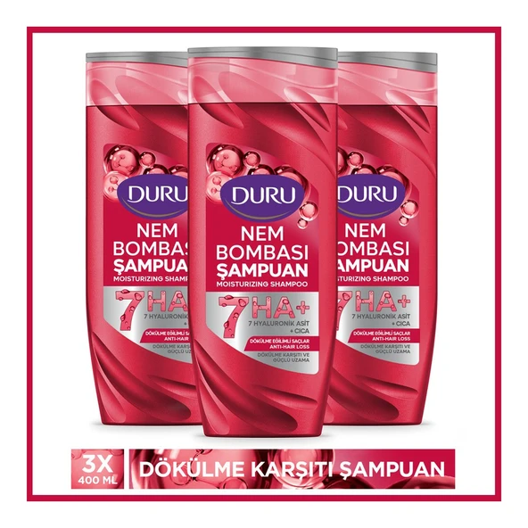 Duru Nem Bombası Dökülme Eğilimli Saçlar Için Dökülme Karşıtı Şampuan 3x400 ml ürün görseli 1