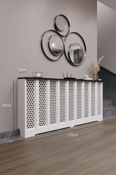 BAGAX Bodrum Model, Beyaz Üstü Siyah Renk,iç Ölçü 176 Cm Dış Ölçü 180 Cm Petek Kaplama, Dresuar - Resim 2