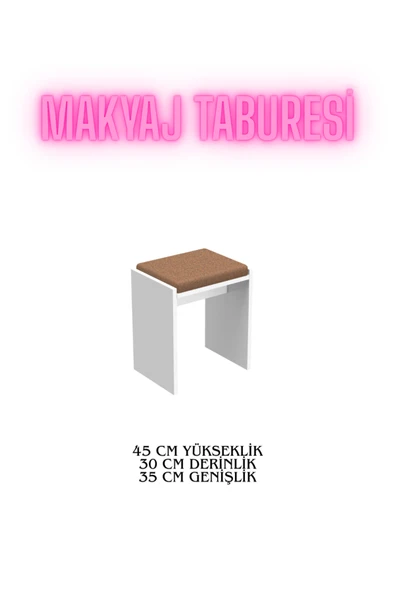 BAGAX Dekoratif Kumaşlı Puf Tabure Bench Koltuk Sandalye - Resim 2