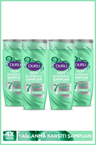 Duru Nem Bombası Yağlanma Eğilimli Saçlar İçin Arındırıcı ve Hacim Verici Şampuan 4x400 Ml ürün görseli 1