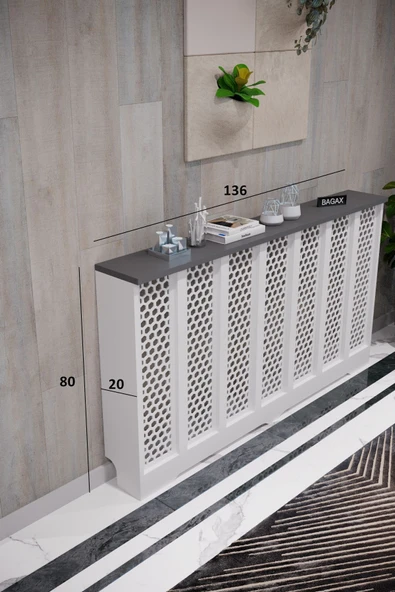 BAGAX Bodrum Model, Beyaz Üstü Antrasit Renk,iç Ölçü 136 Cm Dış Ölçü 140 Cm Petek Kaplama, Dresuar - Resim 2