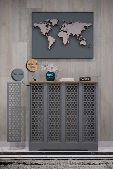 BAGAX Bodrum Model, Antrasit Üstü Çam Renk,iç Ölçü 76 Cm Dış Ölçü 80 Cm Petek Kaplama, Dresuar ürün görseli