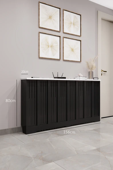 BAGAX Efes Model, Siyah Üstü Beyaz Renk,iç Ölçü 156 Cm Dış Ölçü 160 Cm Petek Kaplama, Dresuar ürün görseli