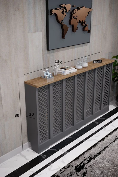 BAGAX Zeugma Model, Antrasit Üstü Çam Renk,iç Ölçü 136 Cm Dış Ölçü 140 Cm Petek Kaplama, Dresuar - Resim 2