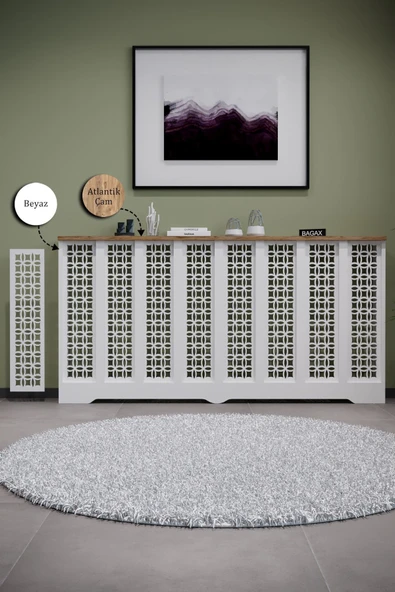 BAGAX Ayasofya Model, Beyaz Üstü Çam Renk,iç Ölçü 156 Cm Dış Ölçü 160 Cm Petek Kaplama, Dresuar - Resim 2