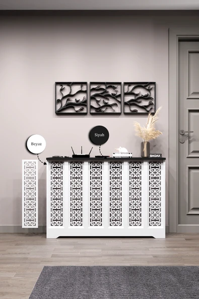 BAGAX Karatay Model, Beyaz Üstü Siyah Renk,iç Ölçü 116 Cm Dış Ölçü 120 Cm Petek Kaplama, Dresuar - Resim 2