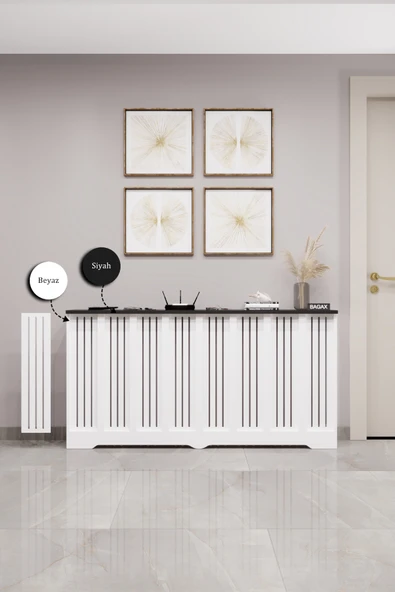 BAGAX Efes Model, Beyaz Üstü Siyah Renk,iç Ölçü 156 Cm Dış Ölçü 160 Cm Petek Kaplama, Dresuar - Resim 2