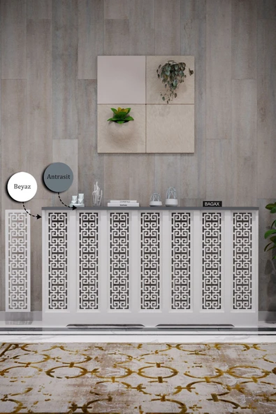 BAGAX Karatay Model, Beyaz Üstü Antrasit Renk,iç Ölçü 136 Cm Dış Ölçü 140 Cm Petek Kaplama, Dresuar ürün görseli