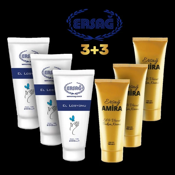 Ersağ 3lü El Kremi 200ML + 3lü Amira El ve Vücut Bakım Kremi - Resim 2