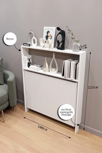 BAGAX Myra Model, Beyaz Renk, 100 cm, Petek Üstü Dikey  Çok Amaçlı Raf, Kitaplık - Resim 3