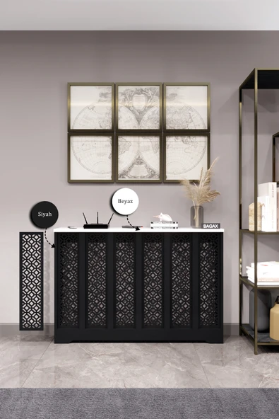 BAGAX Pera Model, Siyah Üstü Beyaz Renk,iç Ölçü 116 Cm Dış Ölçü 120 Cm Petek Kaplama, Dresuar - Resim 2