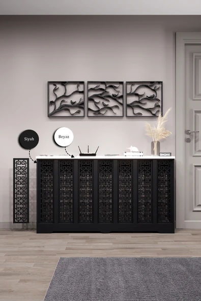 BAGAX Karatay Model, Siyah Üstü Beyaz Renk,iç Ölçü 136 Cm Dış Ölçü 140 Cm Petek Kaplama, Dresuar - Resim 2