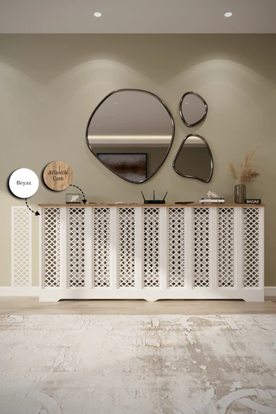 BAGAX Zeugma Model, Beyaz Üstü Çam Renk,iç Ölçü 176 Cm Dış Ölçü 180 Cm Petek Kaplama, Dresuar - Resim 3