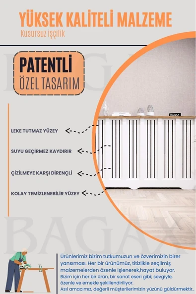 BAGAX Ayasofya Model, Beyaz Renk,iç Ölçü 76 Cm Dış Ölçü 80 Cm Petek Kaplama, Dresuar - Resim 4