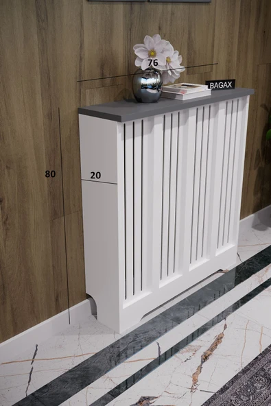 BAGAX Efes Model, Beyaz Üstü Antrasit Renk,iç Ölçü 76 Cm Dış Ölçü 80 Cm Petek Kaplama, Dresuar - Resim 2