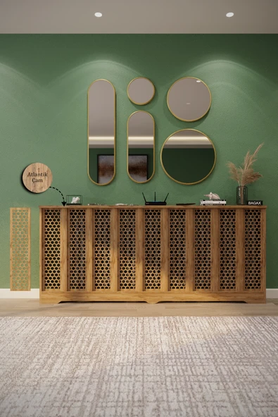 BAGAX Bodrum Model, Çam Renk,iç Ölçü 176 Cm Dış Ölçü 180 Cm Petek Kaplama, Dresuar - Resim 2