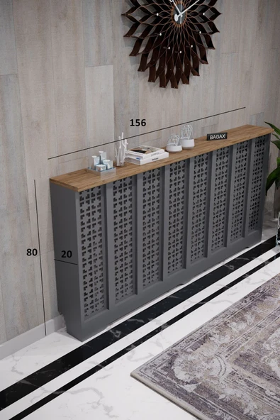 BAGAX Truva Model, Antrasit Üstü Çam Renk,iç Ölçü 156 Cm Dış Ölçü 160 Cm Petek Kaplama, Dresuar - Resim 2