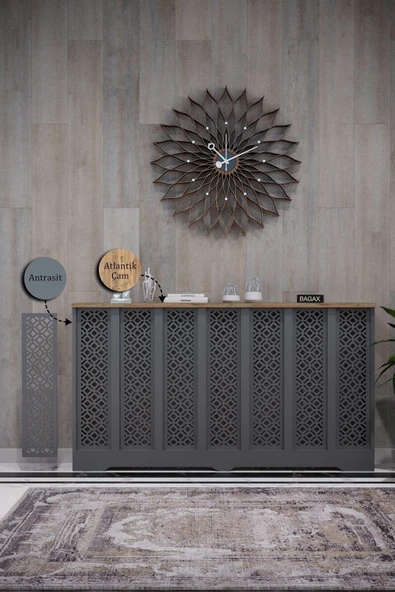 BAGAX Pera Model, Antrasit Üstü Çam Renk,iç Ölçü 136 Cm Dış Ölçü 140 Cm Petek Kaplama, Dresuar ürün görseli