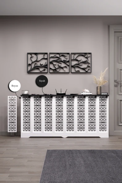 BAGAX Karatay Model, Beyaz Üstü Siyah Renk,iç Ölçü 156 Cm Dış Ölçü 160 Cm Petek Kaplama, Dresuar - Resim 2