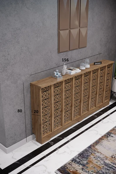 BAGAX Karatay Model, Çam Renk,iç Ölçü 156 Cm Dış Ölçü 160 Cm Petek Kaplama, Dresuar - Resim 2