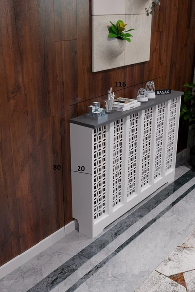 BAGAX Ayasofya Model, Beyaz Üstü Antrasit Renk,iç Ölçü 116 Cm Dış Ölçü 120 Cm Petek Kaplama, Dresuar - Resim 2